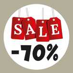 naklejka sale 70% do sklepu na szybę sale 70%, wyprzedaż 70%