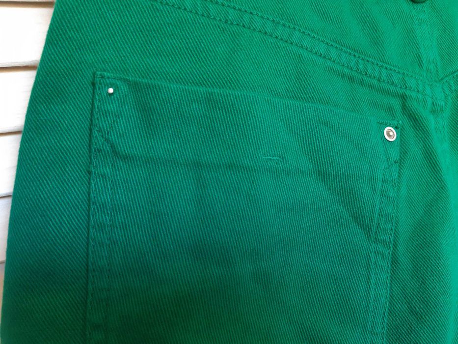 Зелёные джинсовые шорты на высокой посадке, завышенные zara