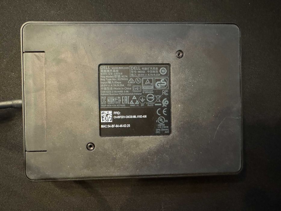 Stacja dokująca DELL WD 15 + zasilacz 130W + Mini DisplayPort