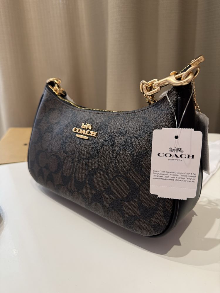 Сумочка Coach Teri коричнево-чорна сумка вечірня