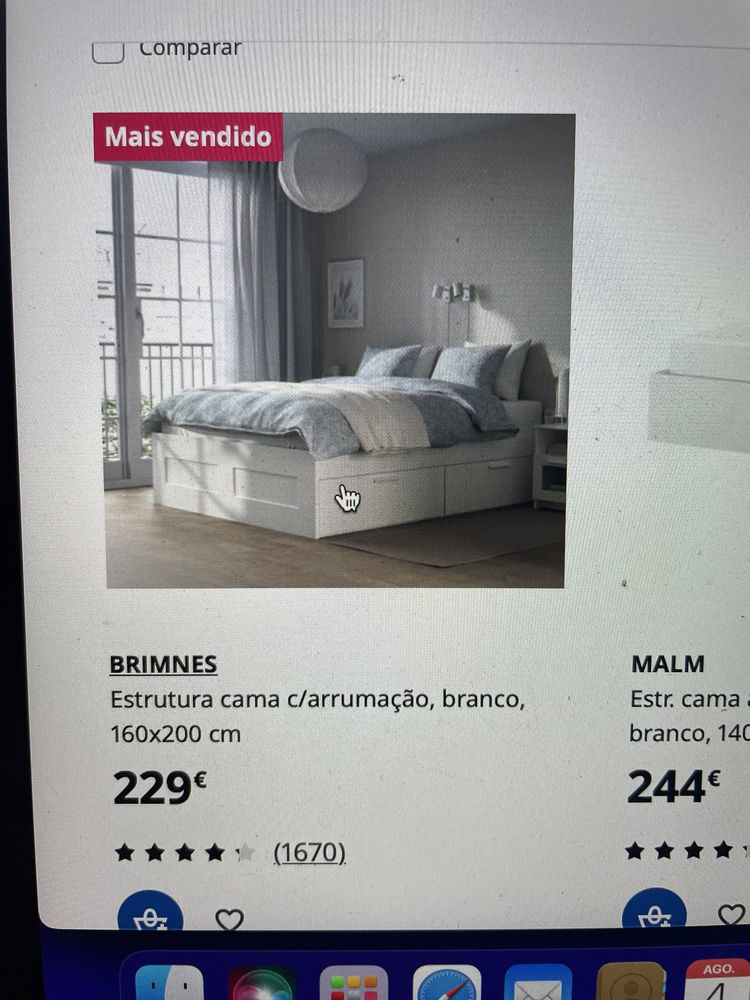 Cama Brimmes Ikea 1,60m com Gavetas