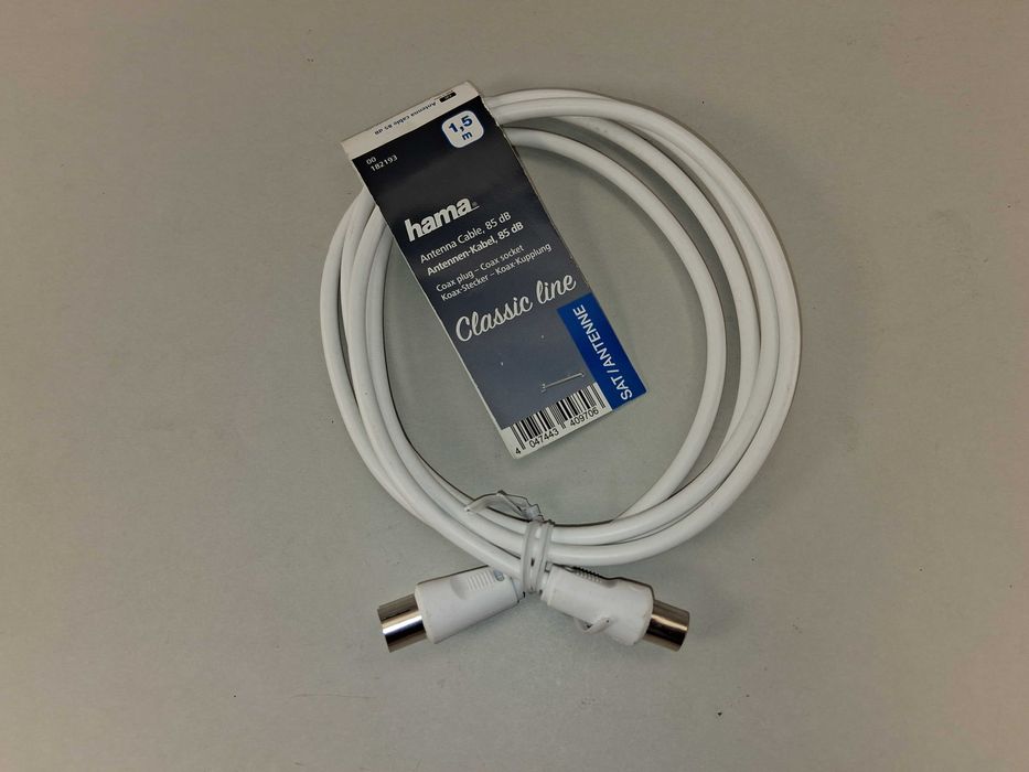 N023 Kabel Antenowy Hama Classic Line 85 DB 1,5M Biały Nowy