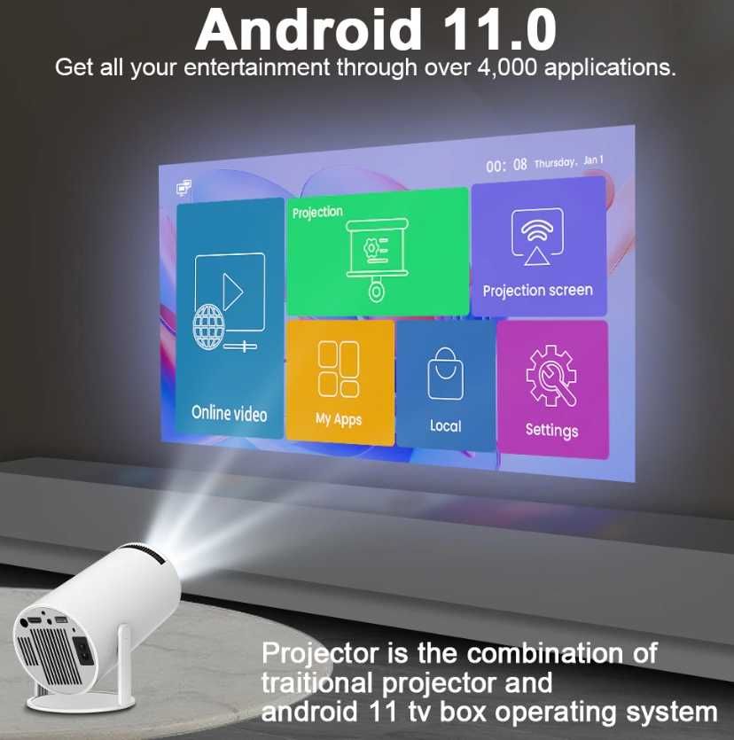 Проектор MAGCUBIK HY300  Android 11 Домашній кінотеатр Smart TV+ екран