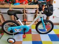 Bicicleta criança, 3-5 anos, rodinhas removíveis, com cesto e luz.