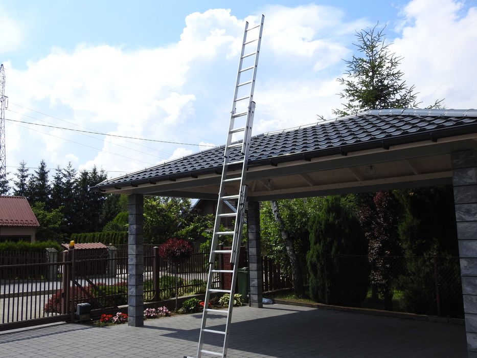 Drabina aluminiowa trzyfunkcyjna 3x9 stopni, długość 5,30 m