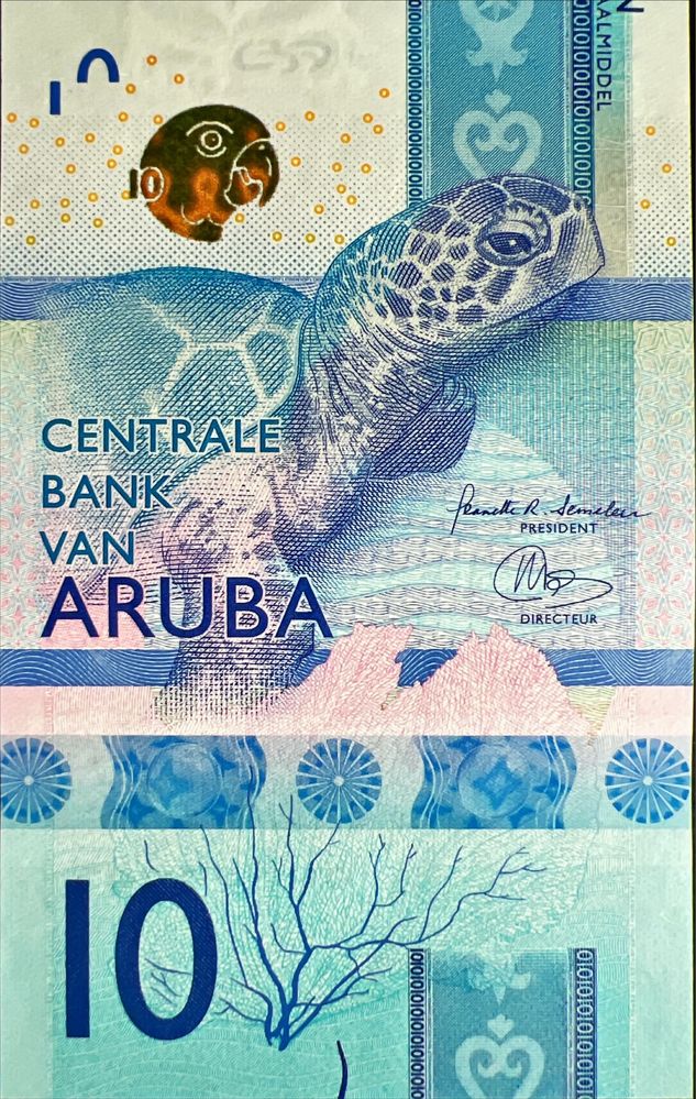 Банкнота Аруби  10 флорінів  2019 року UNC
