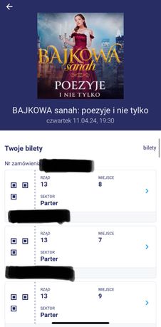 3 bilety na koncert "Bajkowa Sanah - poezje i nie tylko" Kraków