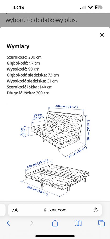 Sofa Nyhamn Ikea rozkładana