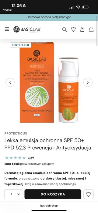 Lekka emulsja ochronna SPF 50+ PPD 52,3 Prewencja i Antyoksydacja
