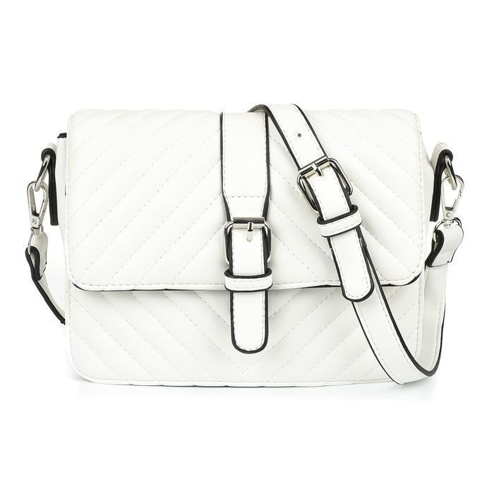 Damska listonoszka torebka torba jodełka pozioma jasna biała nowa