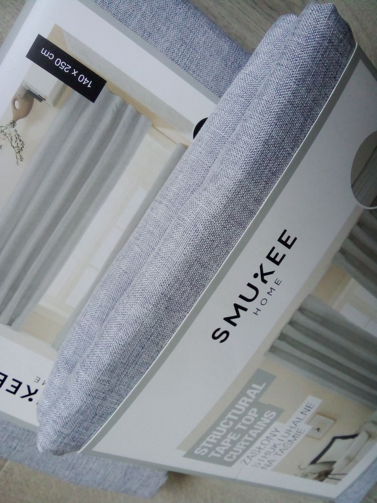 4 zasłony boho szare na taśmie 140/250cm zestaw 4x zasłona