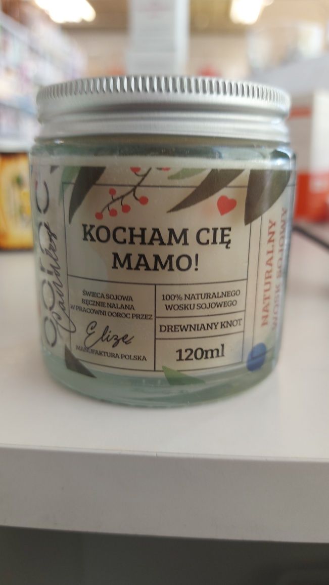 Świeca sojowa Kocham Cię Mamo 120ml drewniany knot