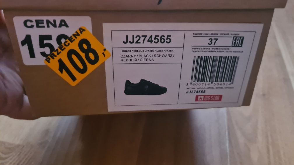 Czarne trampki big star rozm 37