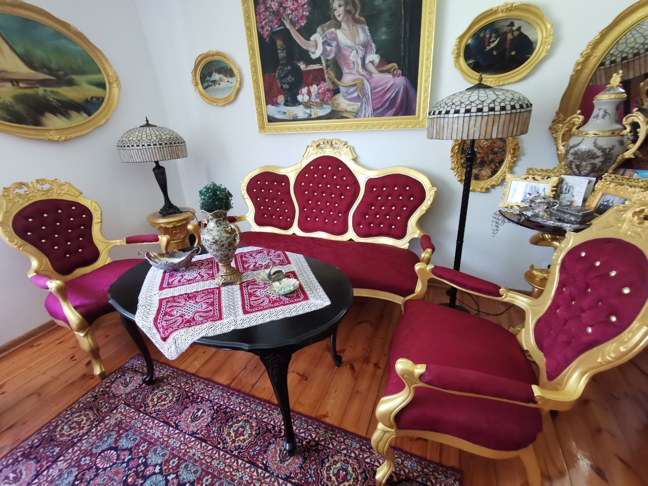 Zestaw/komplet pałacowy sofa, foteleLudwik