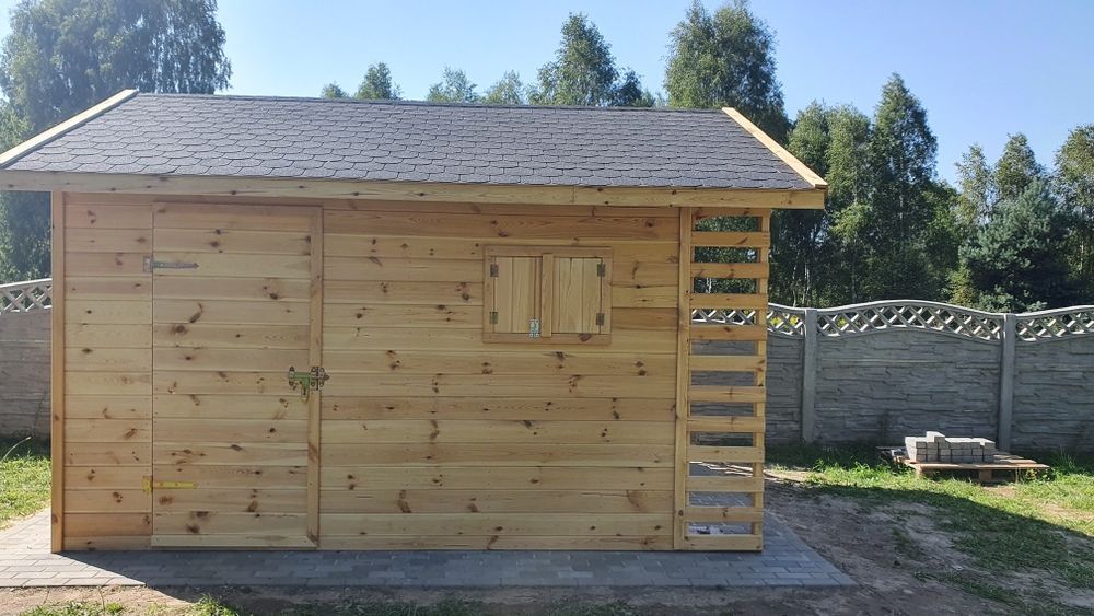 Drewniany Domek Narzędziowy z Drewutnią FARMER CLASIC 3x4