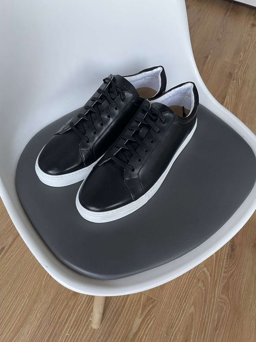 Cinque czarne buty męskie sneakersy sznurowane skórzane prawdziwa skór