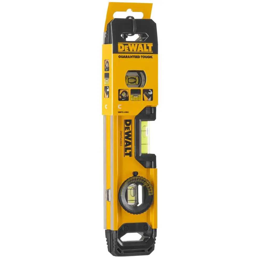 DeWALT DWHT0-43003 Рівень з алюмінію 230 мм з 3 капсулами і магнітами