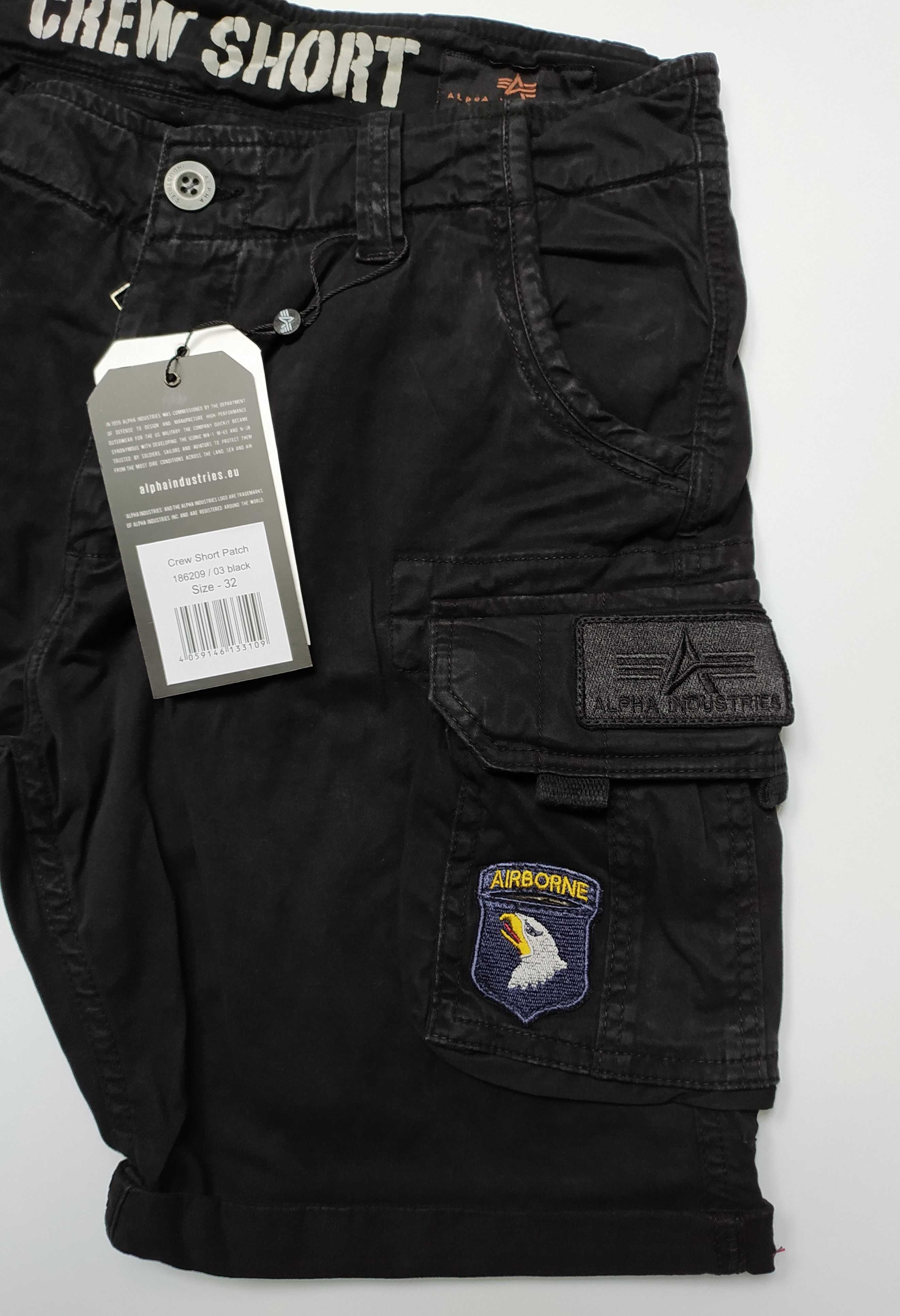 ALPHA INDUSTRIES krótkie szorty CREW PATCH czarne 359 zł