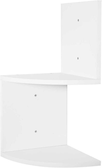Półka ścienna narożna 2 półki, biała 25 x 52,4 x 25 cm