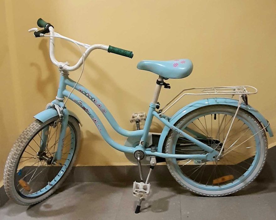 Rower dziewczęce 20 cali błękitny Mexller Sisi kask plecak