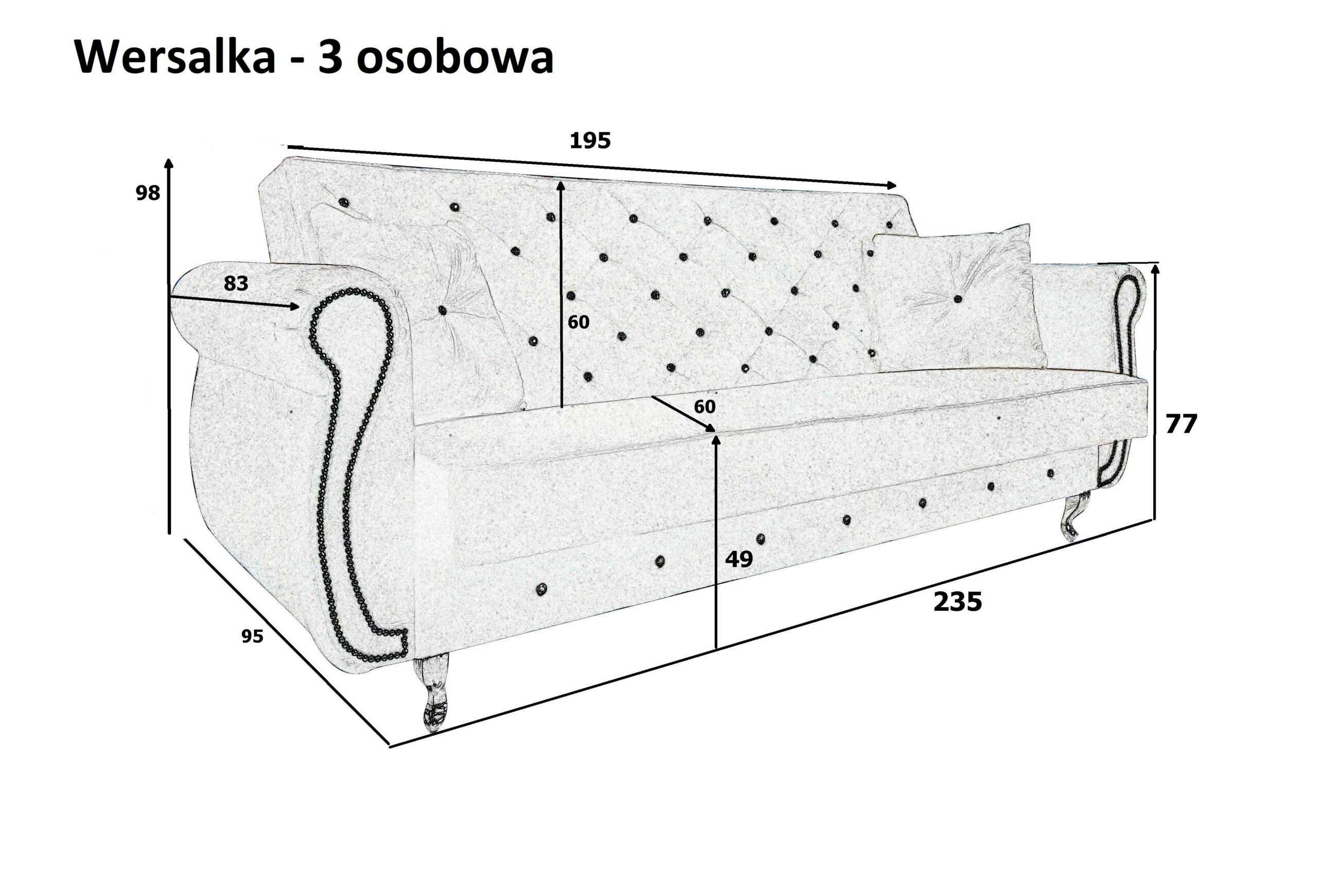 Sofa Glamour rozkładana Wersalka Kanapa pojemnik funkcja spania