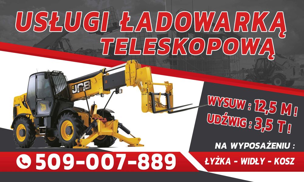 Usługi Ładowarką-Teleskop Koparka Dźwig Dobroszyce Oleśnica rozładunek