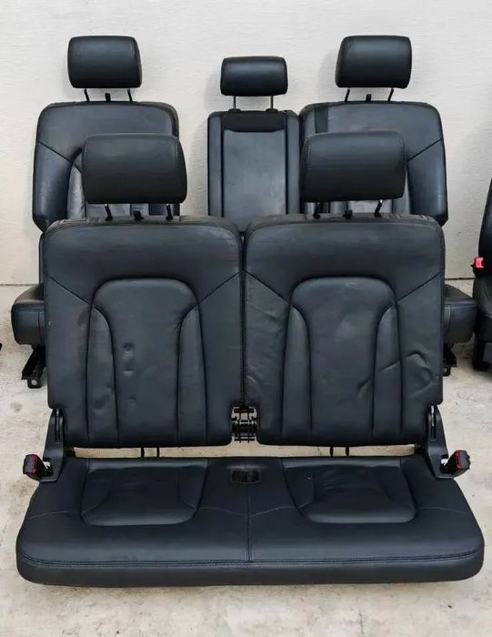 AUDI Q7 4L 05-15R FOTELE TYLNE KANAPA DRUGI i TRZECI RZAD CZARNA SKORA 7 OSOB