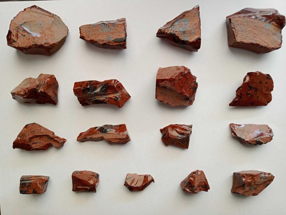 Obsydian mahoniowy Meksyk Sonora zestaw 17 sztuk duże okazy biżuteria