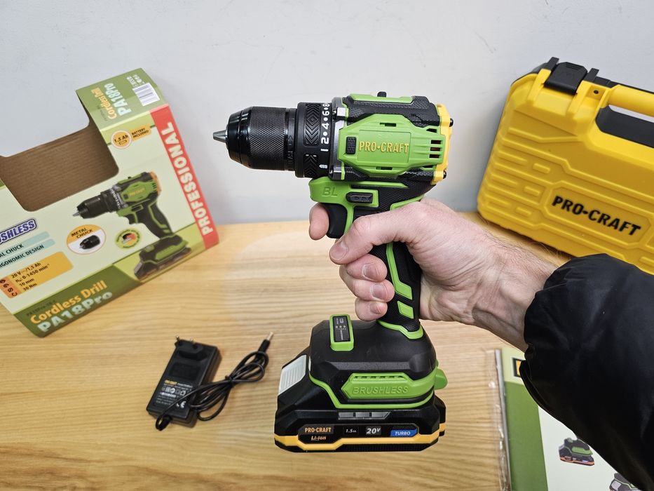 Бесщеточный Шуруповерт ProCraft PA18pro +акб 1шт+з.у +Кейс Гарантия 36