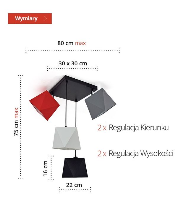 Lampa wiszącą, żyrandol diamond
