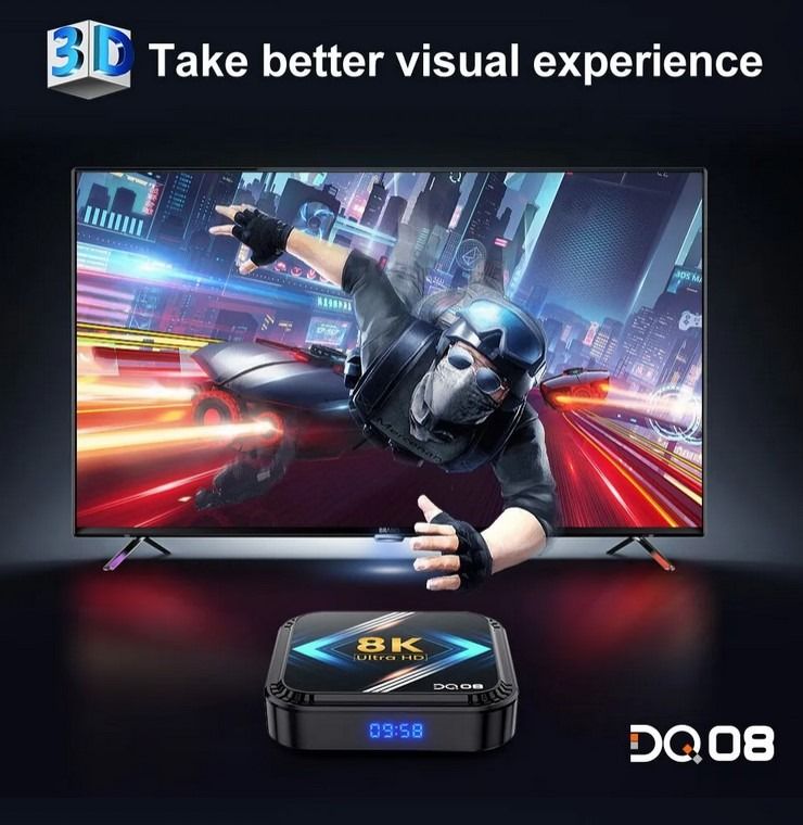 Смарт приставка для телевизора DQ08 RK3528 Smart TV - Android 13  4/64