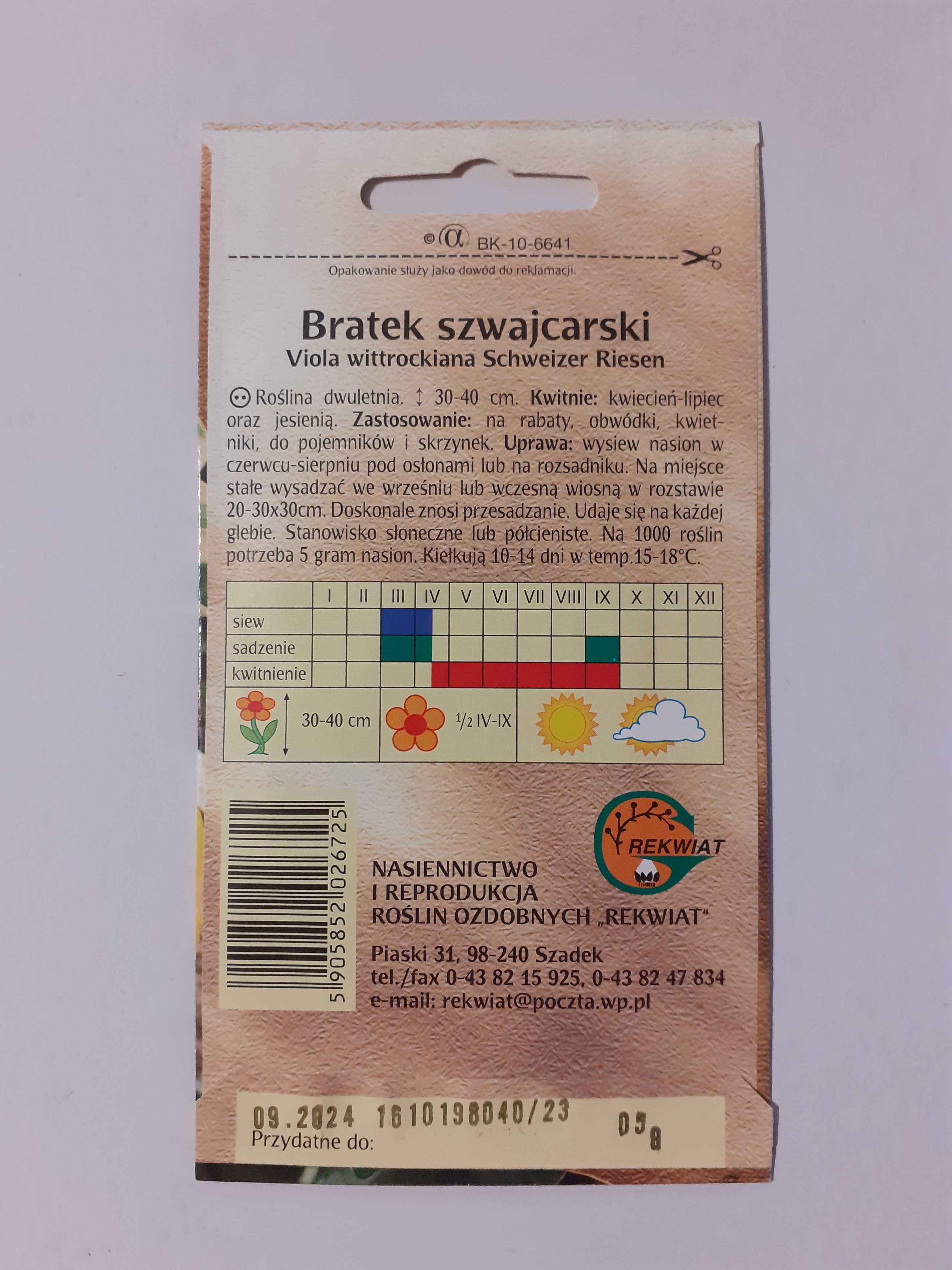 Nasiona bratki wielkokwiatowe Alpensee 0.5 g