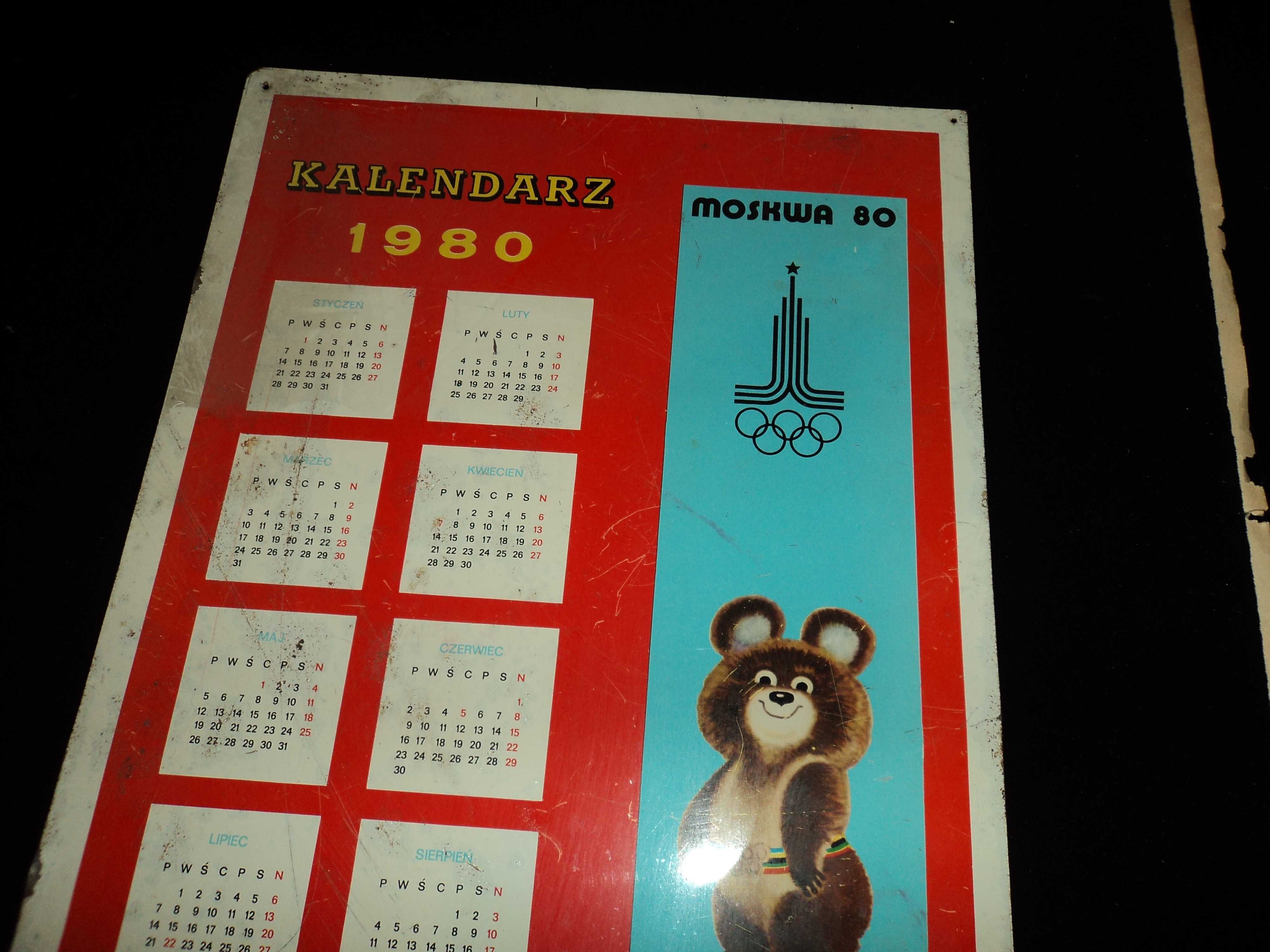 Oryginalny blaszany kalendarz Moskwa 80