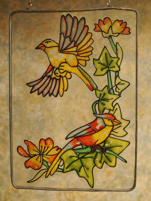 Stary witraż, obraz malowany na szkle. Magiczny! VINTAGE.