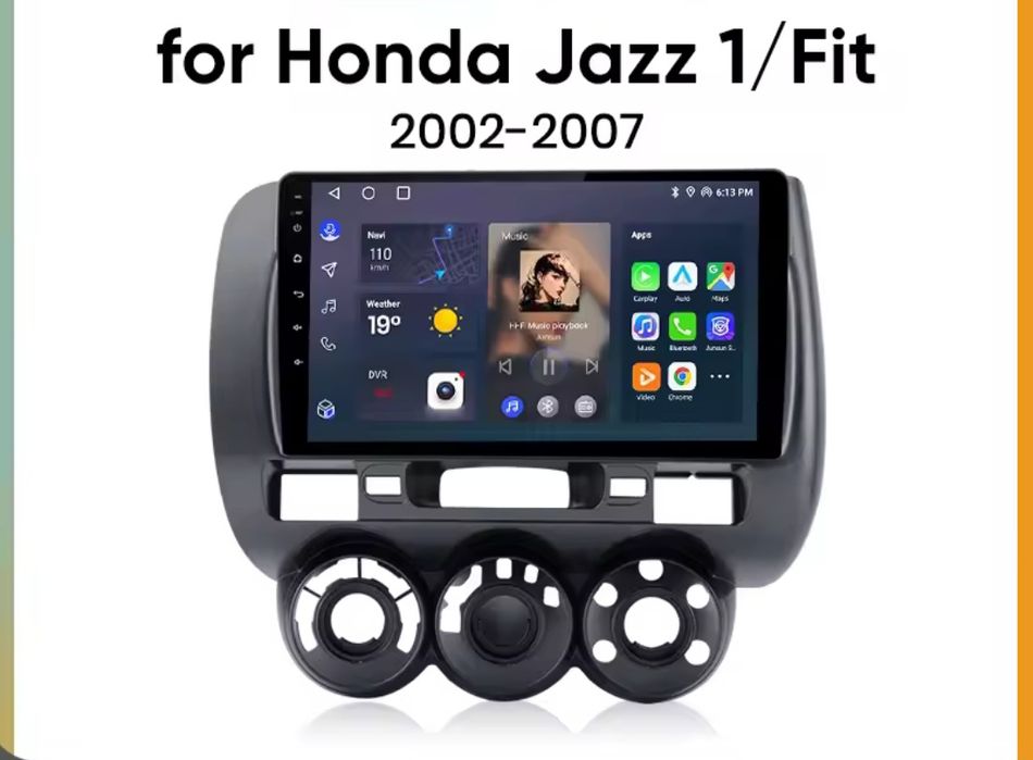 Rádio Android Carplay Honda Jazz Fit 2002-07 WiFi gps Bluetooth 2/32GB