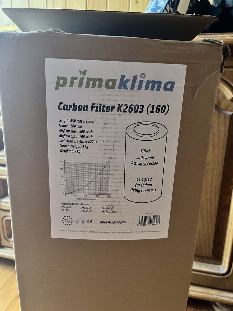 Filtr węglowy prima klima K2603. Grow Box