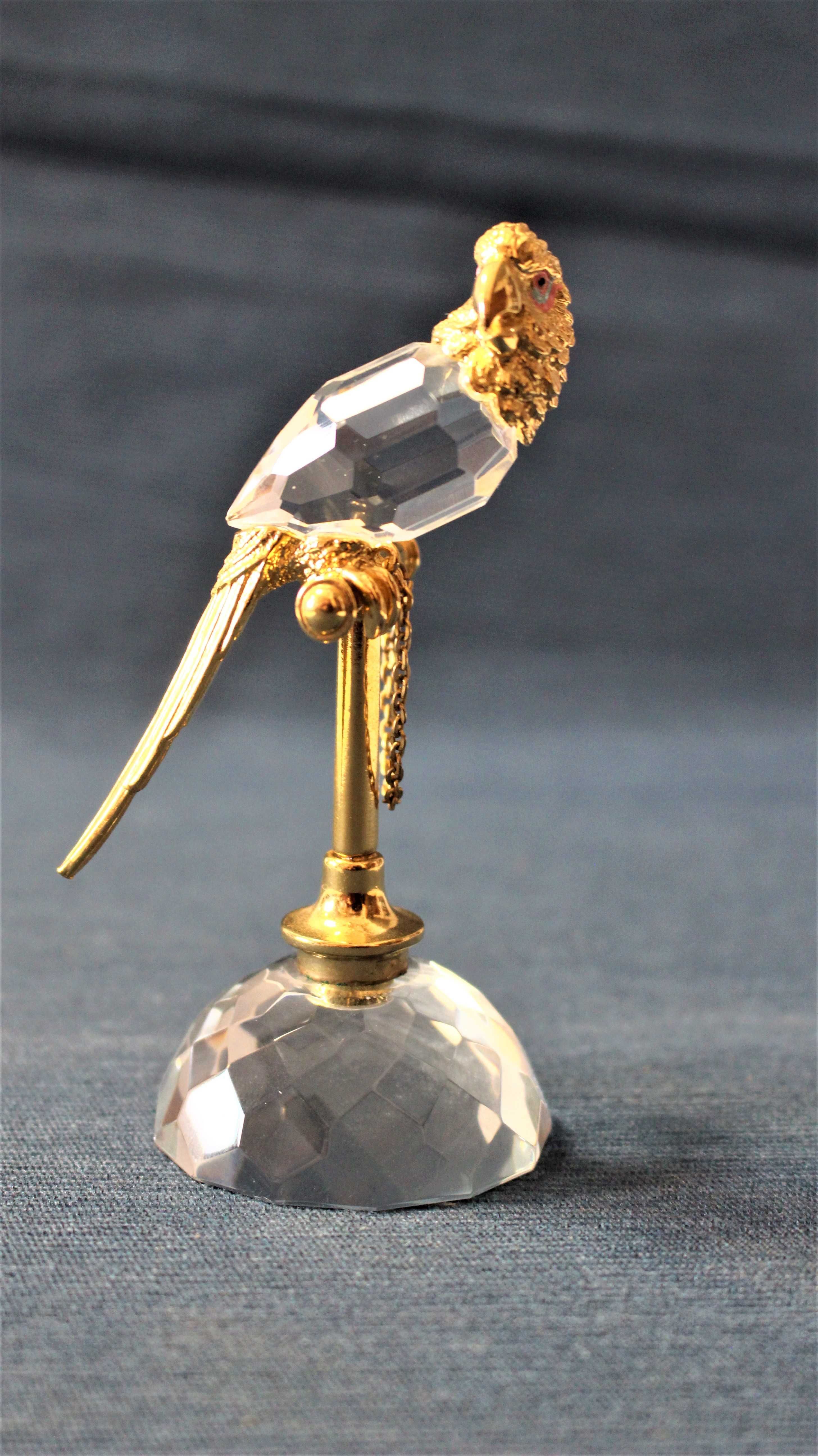 Papagaio de Cristal com aplicações douradas