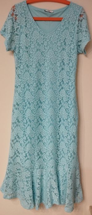 Miętowa koronkowa wizytowa sukienka Joanna Hope