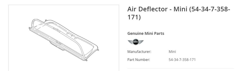 Defletor vento original Mini Cabrio