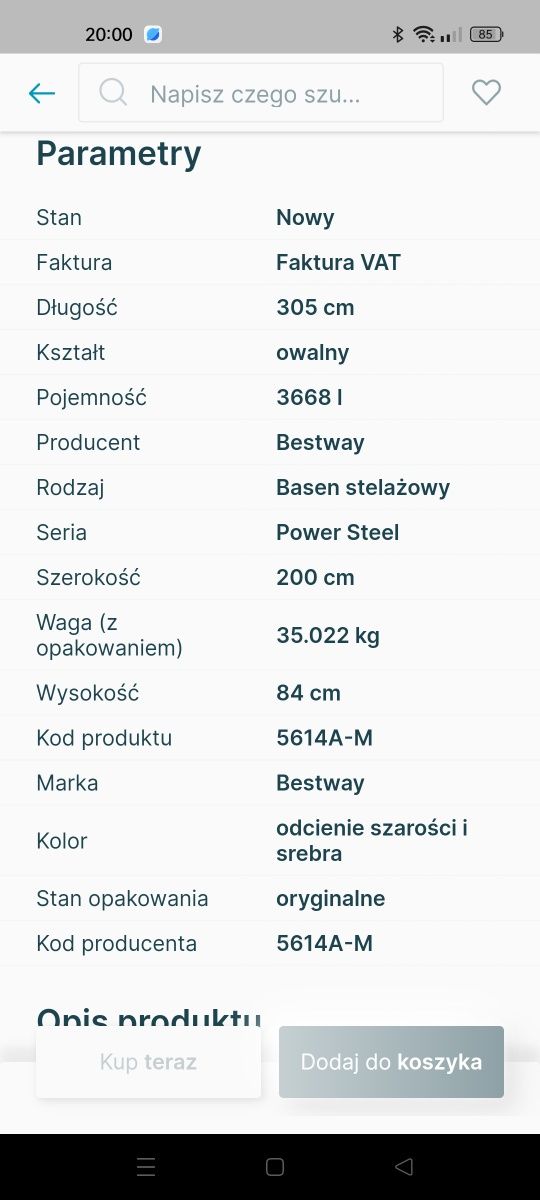 Basen ogrodowy stelażowy