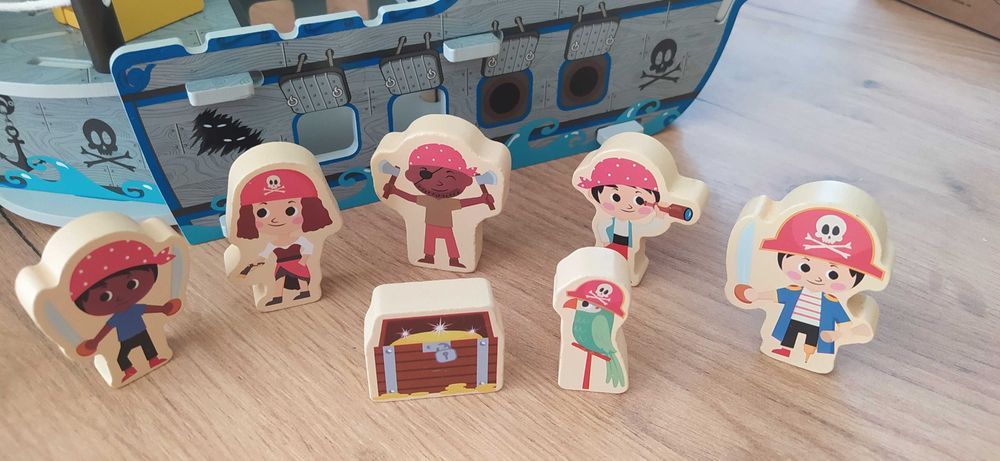 Drewniany statek piracki + postacie 3+ One Two Fun