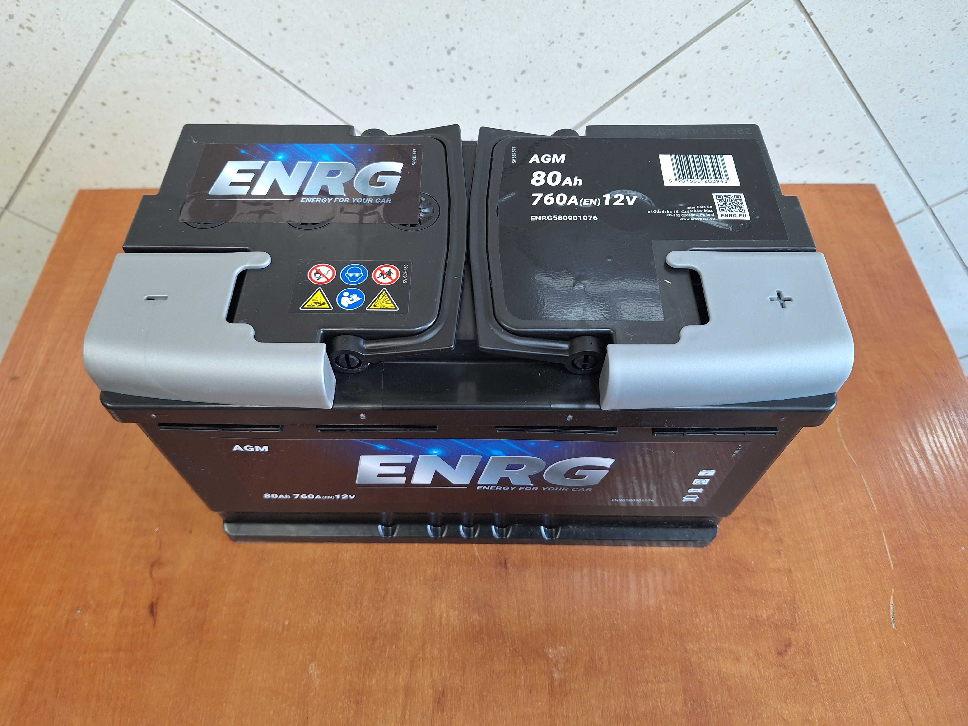 Nowy akumulator ENRG 80Ah 760A AGM Start-Stop Montaż/Kodowanie