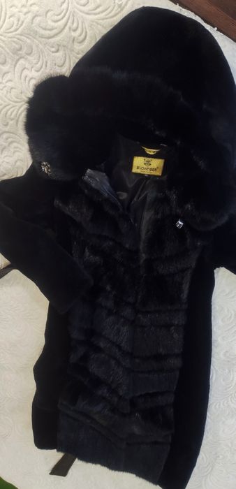 Шуба тепла натуральна 44, мутон + норка