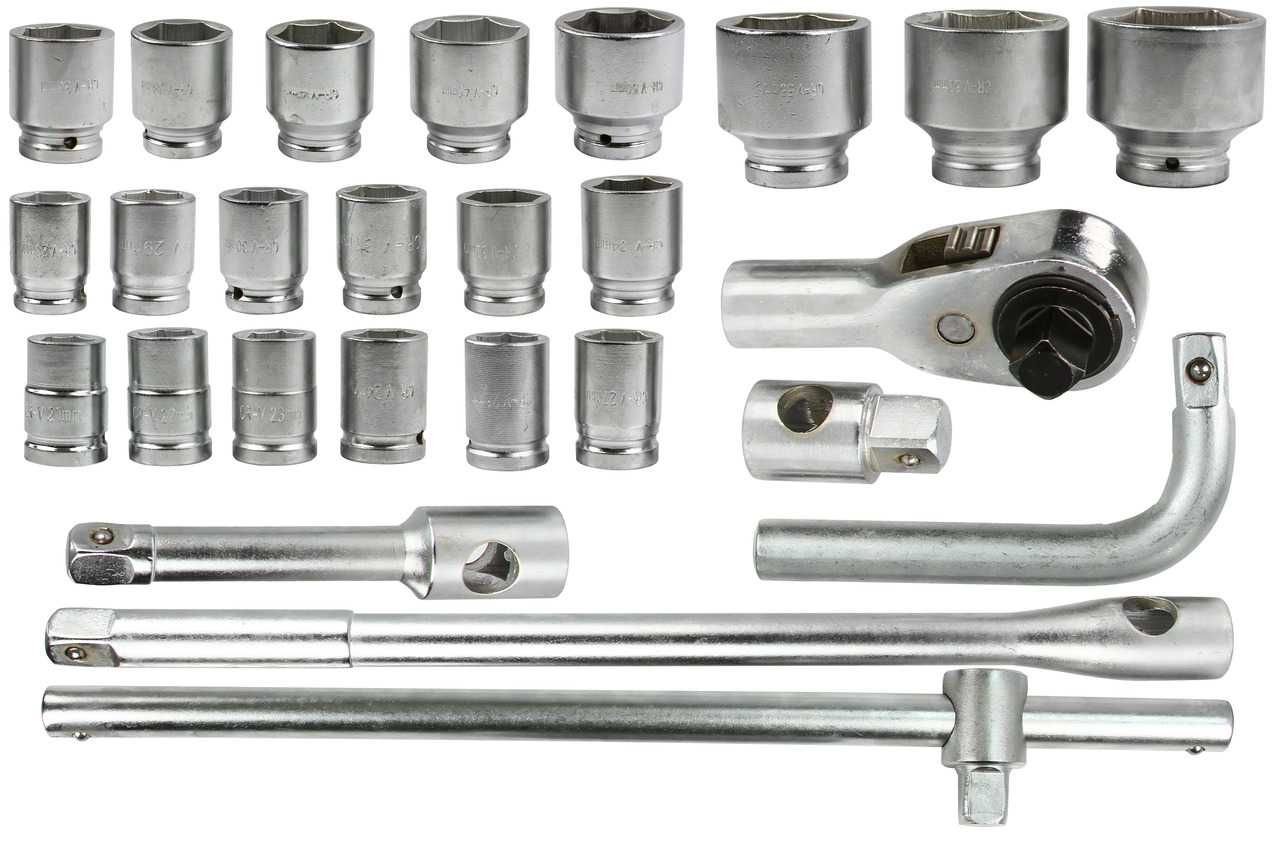 KLUCZE NASADOWE 26PCS 3/4"&1" 21-65mm 6-kątne w walizce