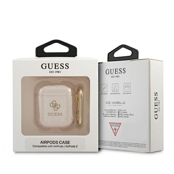 Guess Gua2Ucg4Gd Airpods 1/2 Cover Złoty/Gold Glitter Collection