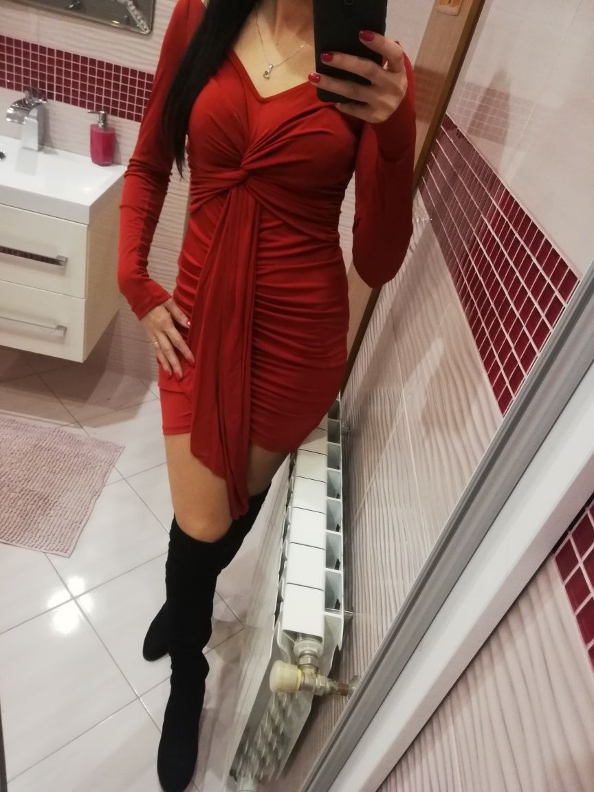 Nowa czerwona sukienka hiszpanka święta świąteczna 36 s