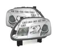 FARÓIS FRONTAIS LUZ DIURNA LED PARA VOLKSWAGEN VW TOURAN,03-10 FUNDO CROMADO