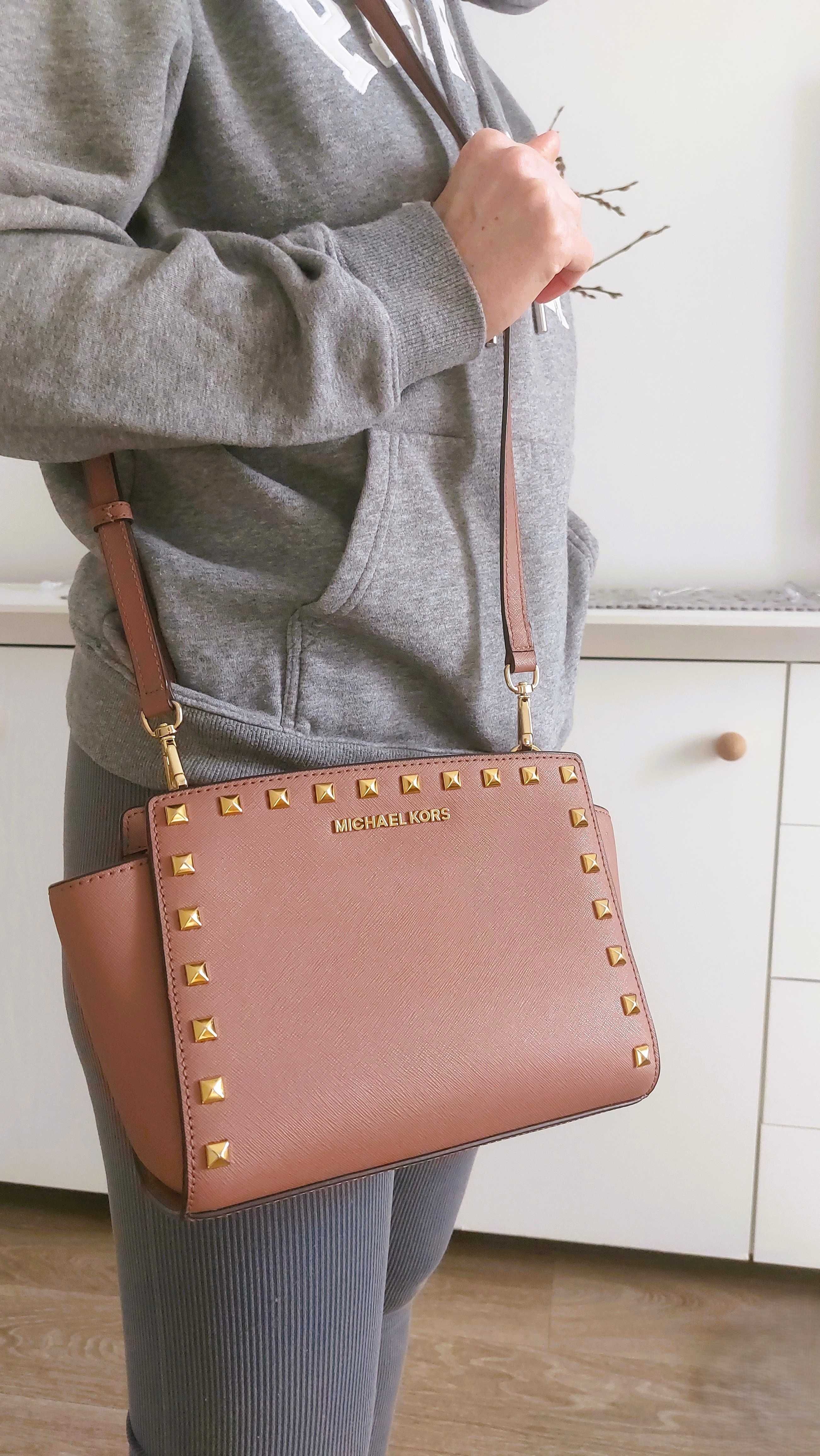 Michael Kors "Selma" Medium Dusty Pink torba listonoszka jak nowa!