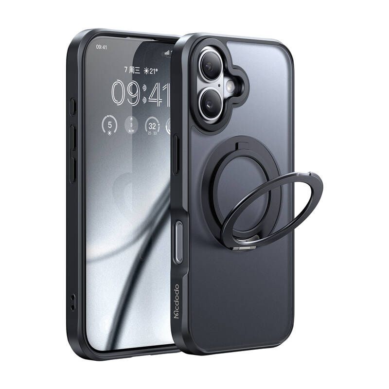 Etui Mcdodo Magsafe Z Stojakiem Do Iphone 16 Ochrona Aparatu Czarne