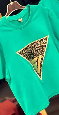 Zielona Koszulka T-shirt Bawełniany Print Zwierzęcy Fame Icon UNI